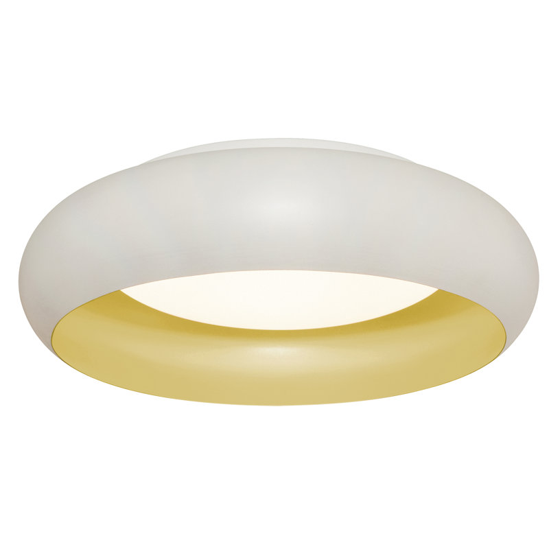 Zairah LED Flush Mount, White/Gold, White/Gold, 4.7" H x 19" W x 4.7" D