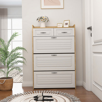 Shoe Cabinet  With 3 Doors 2 Drawers,Large Space For Storage