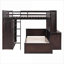 Lit mezzanine double au-dessus d'un lit double avec rangement pour lit double et espresso