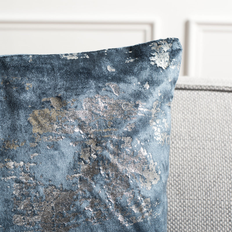 Abstract Cotton Blend Reversible Throw Pillow, 20" x 20", Blue/Silver