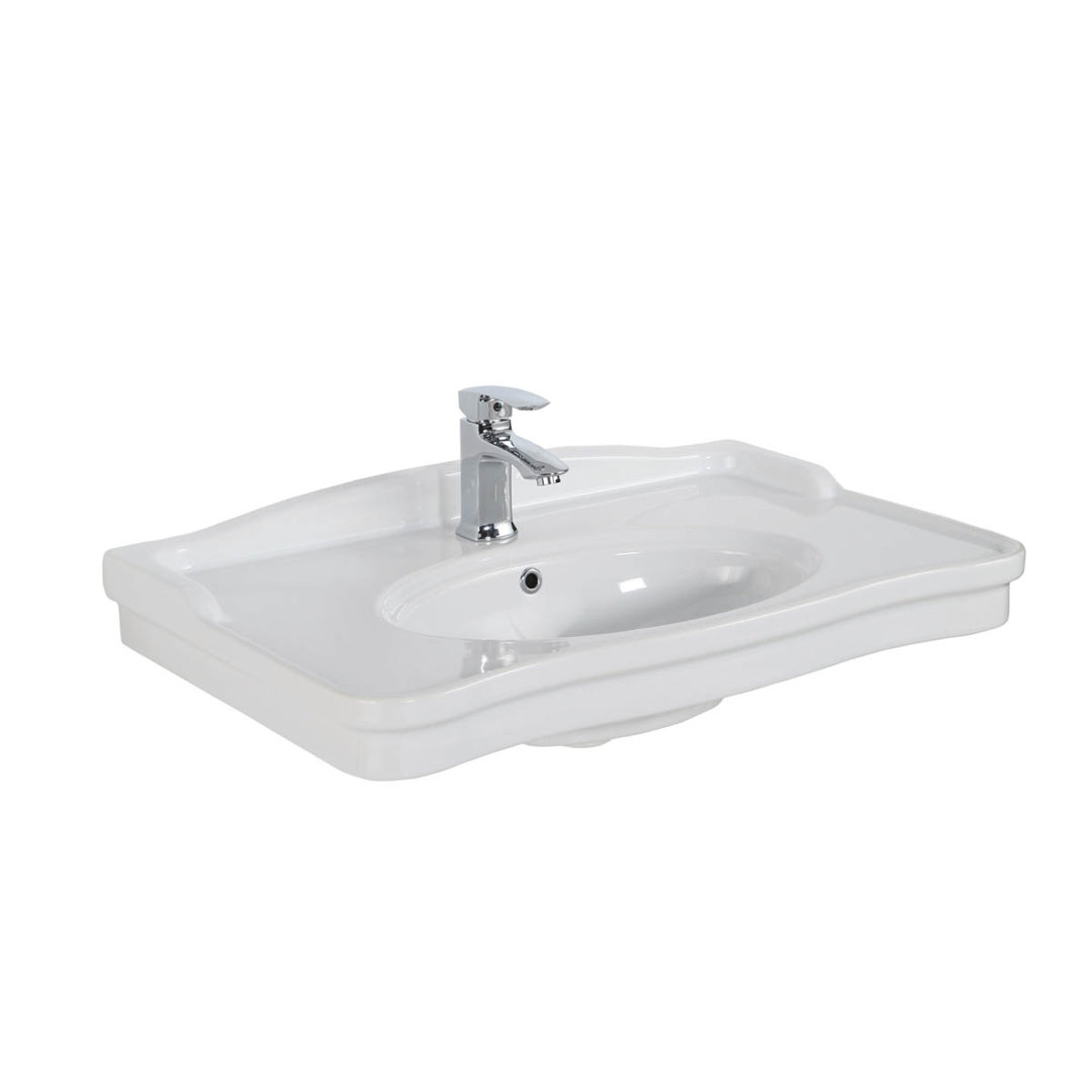 WS Bath Collections Antique 19.5'' White Ceramic Oval Bathroom Sink with Overflow WS Bath Collections