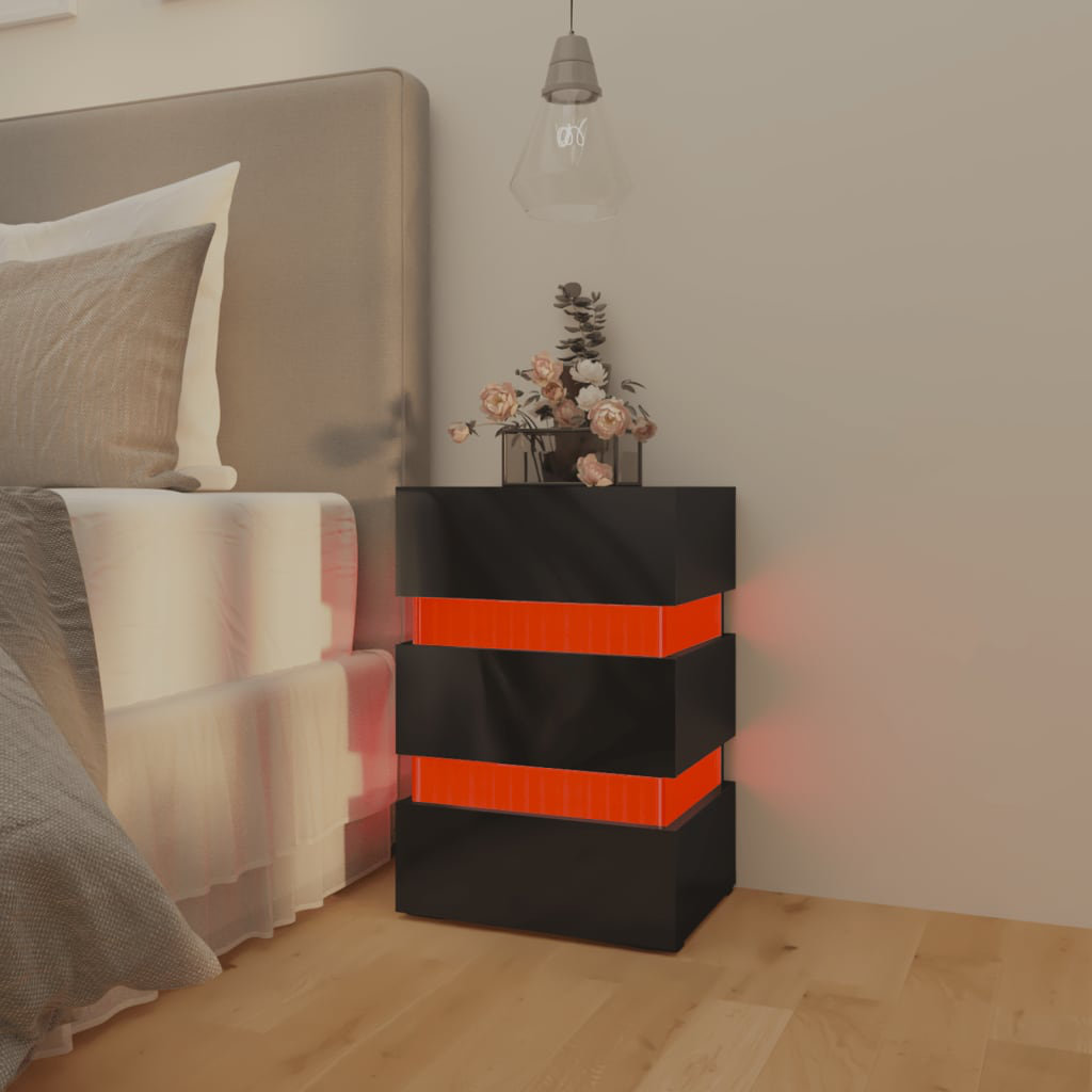 LED Bedside Cabinet Engineered Wood