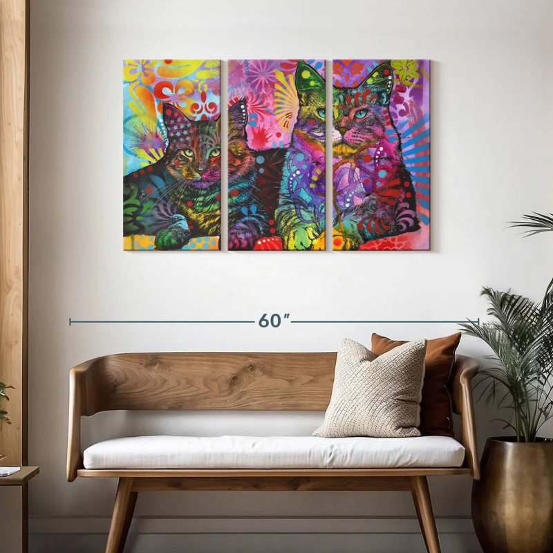 Deux chats, H 28 po x l 45 po