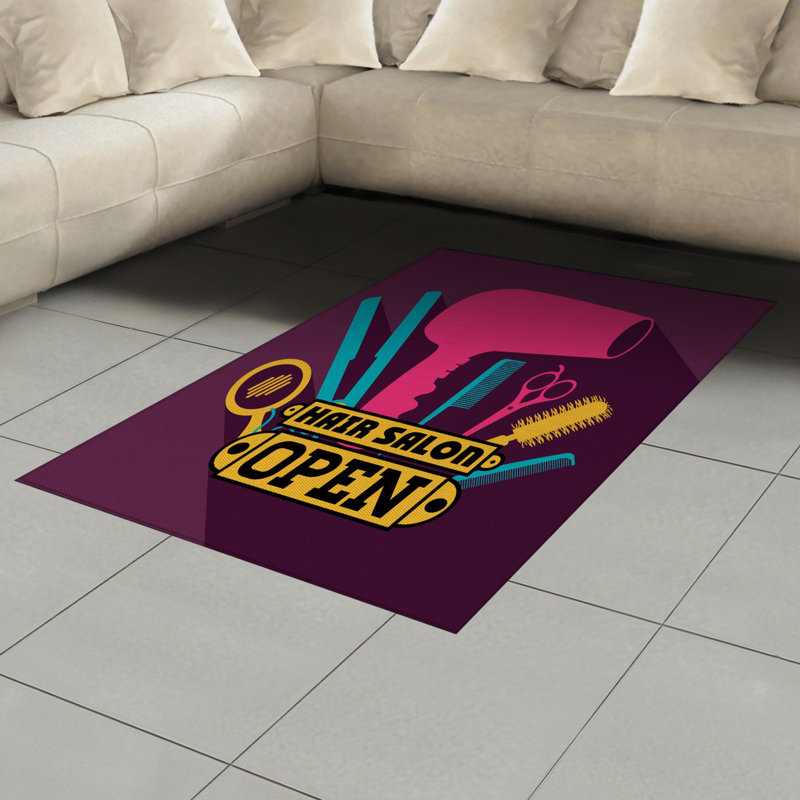 Hair Salon High Density Long Fiber Poly Threads Decorative Area Rug Carpet, Rectangle 4' x 5'8"