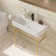 35" Bathroom Console Sink With Overflow,Ceramic Console Sink White Basin Gold Legs