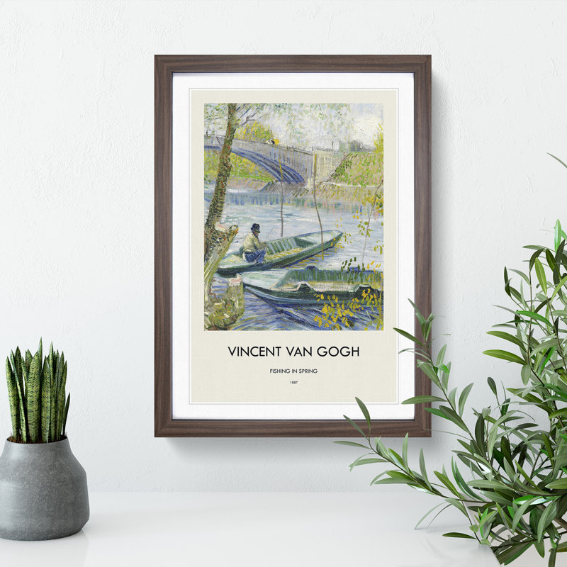 Fishing In Spring by Vincent Van Gogh - Single Picture Frame Print, Walnut Framed, 65cm H x 48cm W x 2cm D