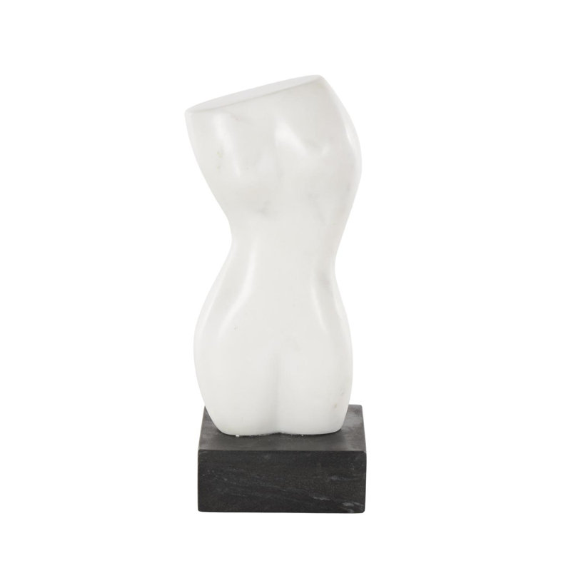 Sculpture Cole et marbre gris à forme abstraite avec base en bloc noir