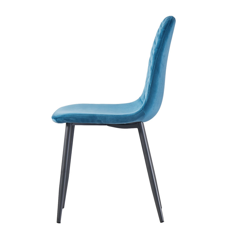 Kaylani Modern Upholstered Dining Chair, Dark Teal Velvet, Black, 4