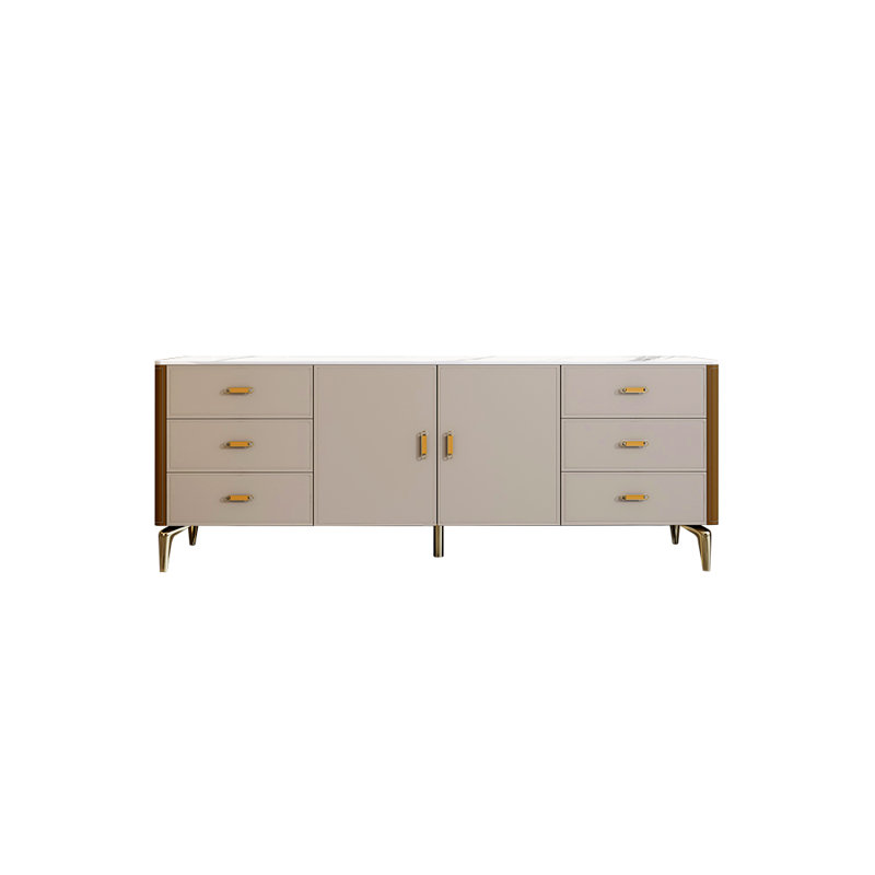 Meuble télé léger et luxueux, 94.49", Brun / blanc-gris
