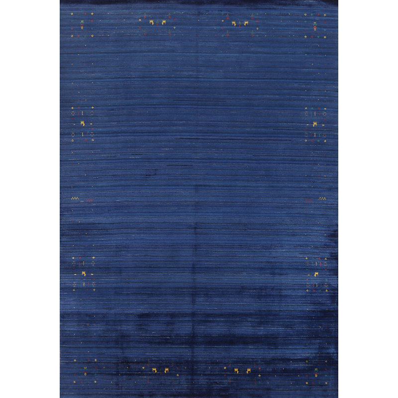 Tapis bleu tribal Gabbeh 9 x 11