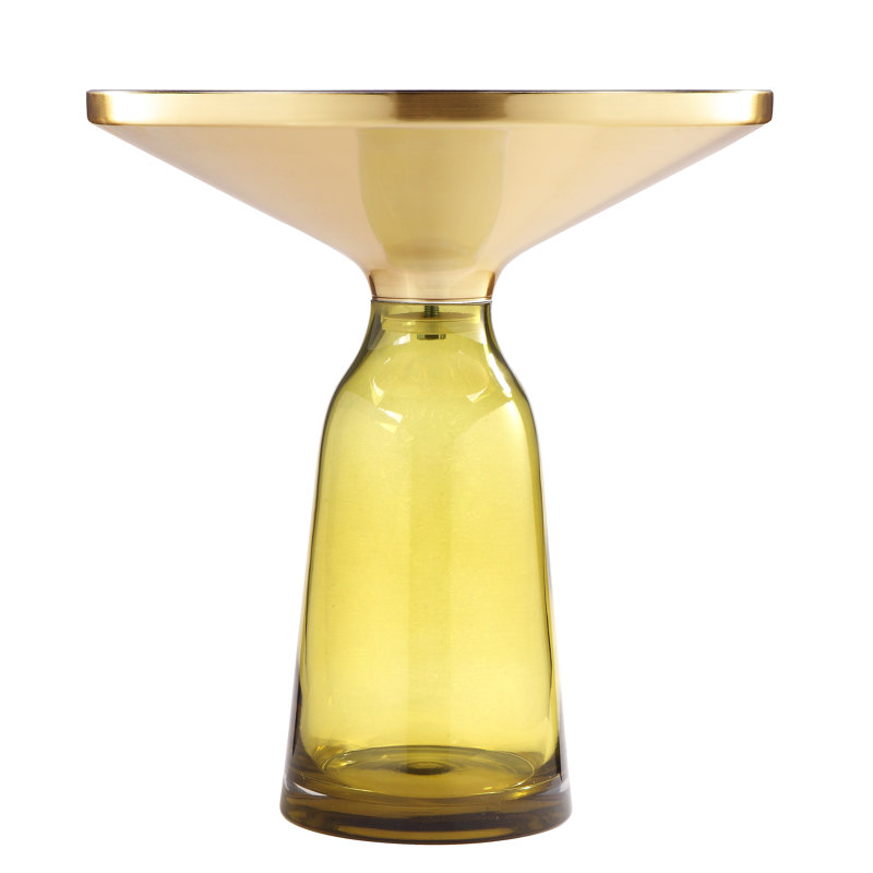 Belinda Side Table Gray Glass, Yellow