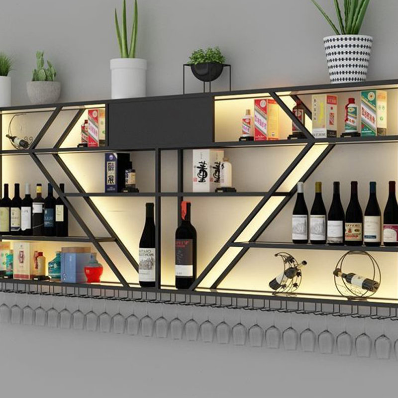 Wine Rack Industrial Style Diamond Shape Wine Rack, 39.3" H x 70.8" W x 7.8" D, Black