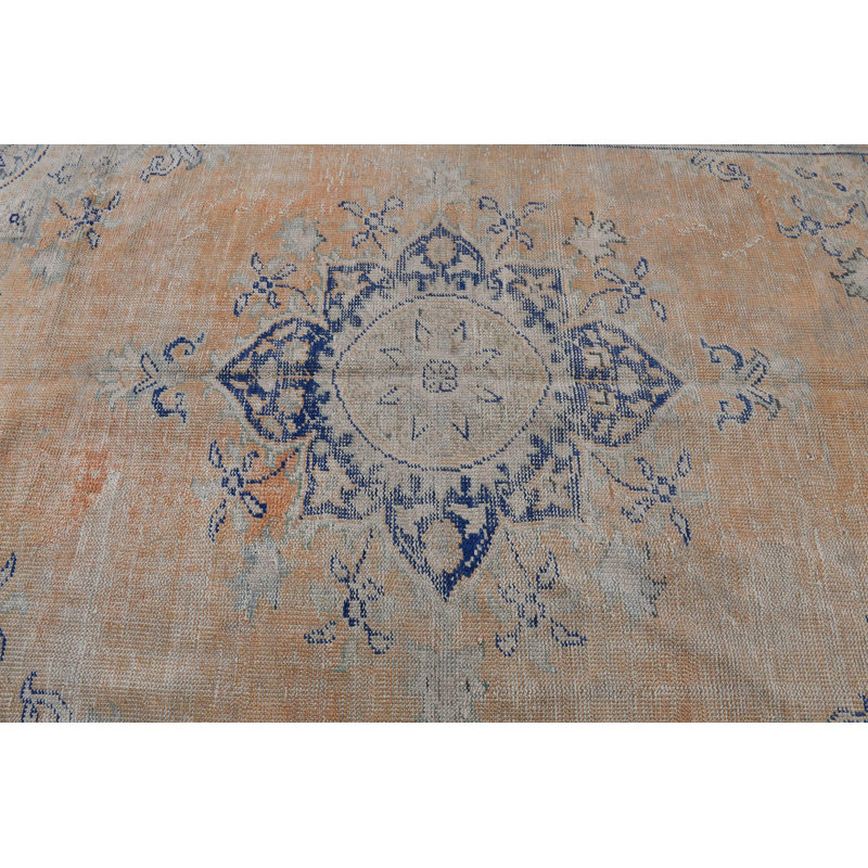 Tapis oriental Oushak biologique orange vif idéal pour les grands espaces en laine de Turquie