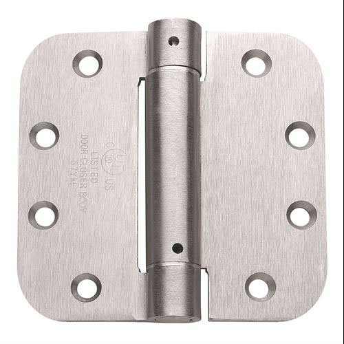 4 in. x 4 in. Brushed Chrome Full Mortise Spring 5/8 in. Radius Hinge with Non-Removable Pin - Pack of 3
