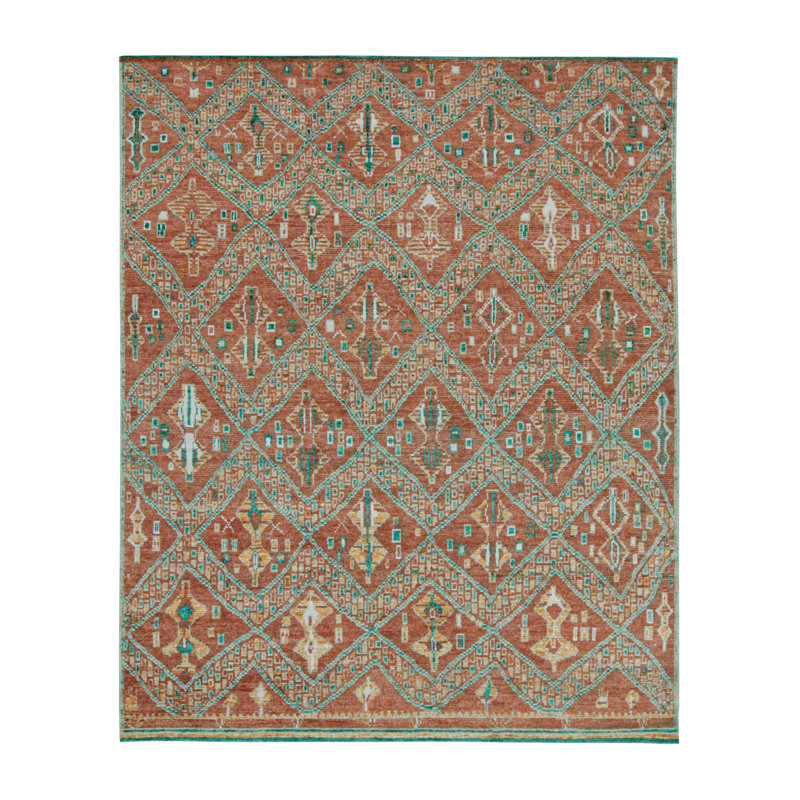 Moroccan Handmade Kilim Silk and Wool Geometric Area Rug, Rectangle 5' x 7'