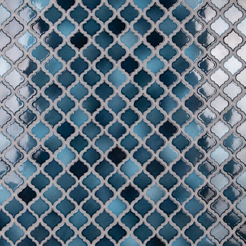 Hudson Tangier 2" x 2" Porcelain Arabesque Mosaic Wall & Floor Tile, Glacier