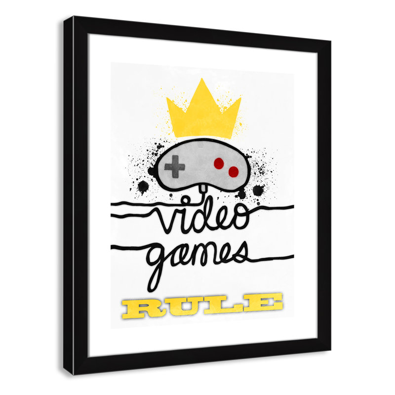 Impression de papier règle de jeux vidéo, H 26,5 po x l 22,5 po x P 0,63 po, Cadre noir