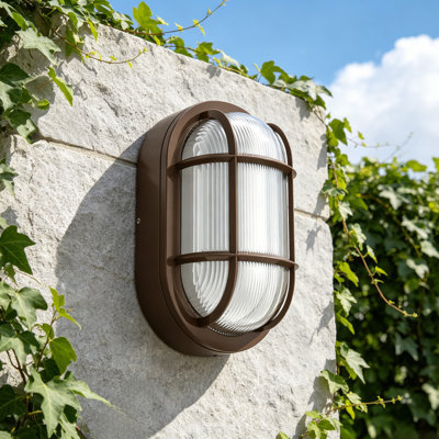 Integrated LED Frosted Glass Outdoor Oval Bulkhead Light