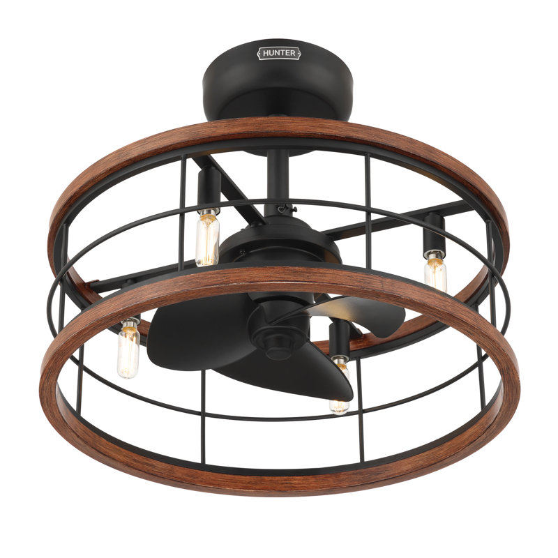 Hunter 22 inch Bridgette Fandelier Ceiling Fan with Light Kit and Handheld Remote, Matte Black, Matte Black