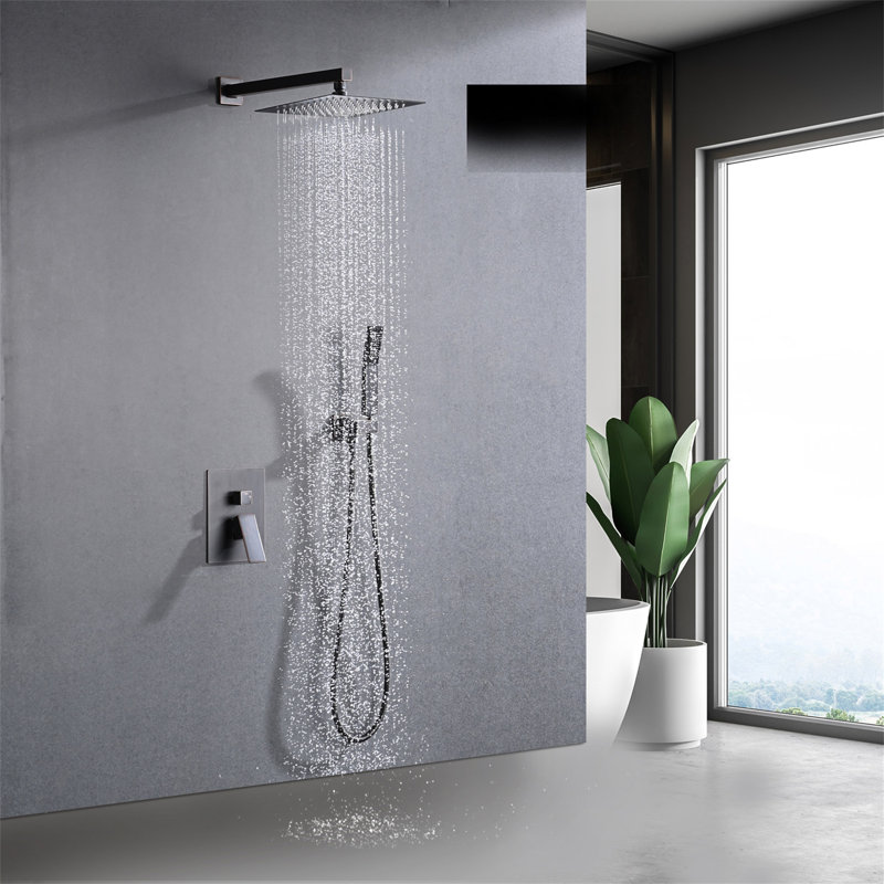 Shower System Shower Faucet Combo Set Wall Mounted With 10" Rainfall Shower Head And Handheld Shower Faucet