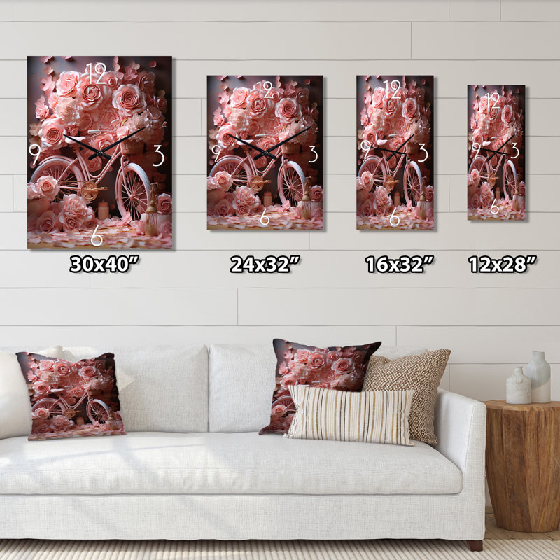 Vélo Rose Reverie - Horloges murales vélo, Médium