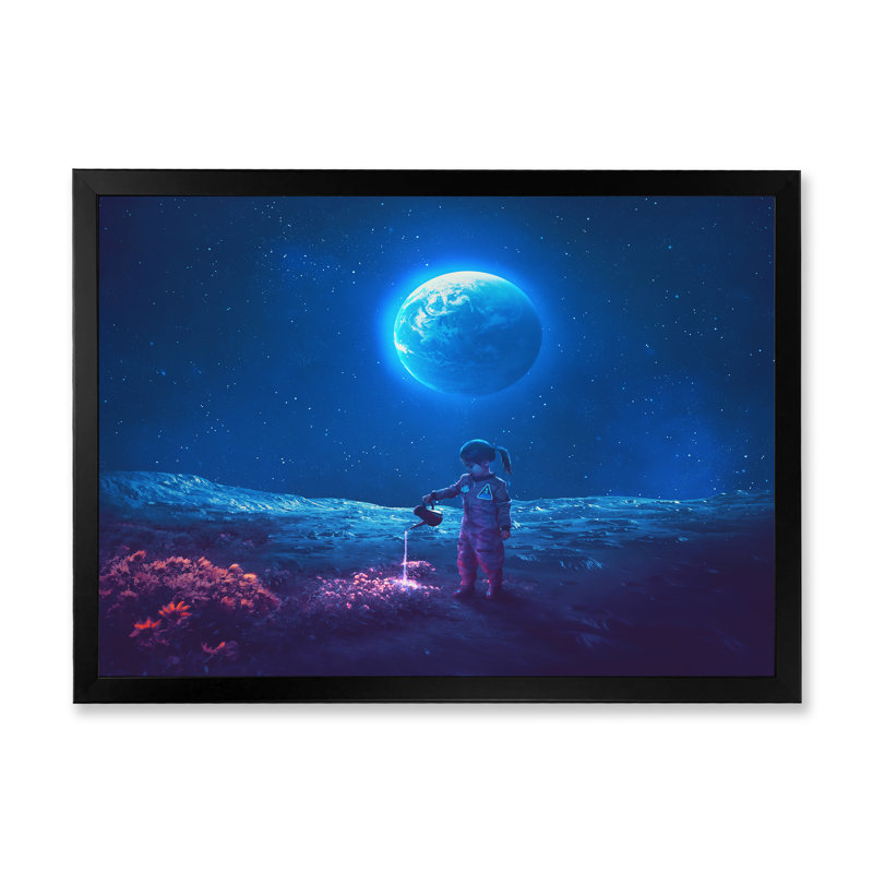 Art sur toile, fille surréelle, Cadre noir, H 12 po x l 20 po x P 1 po