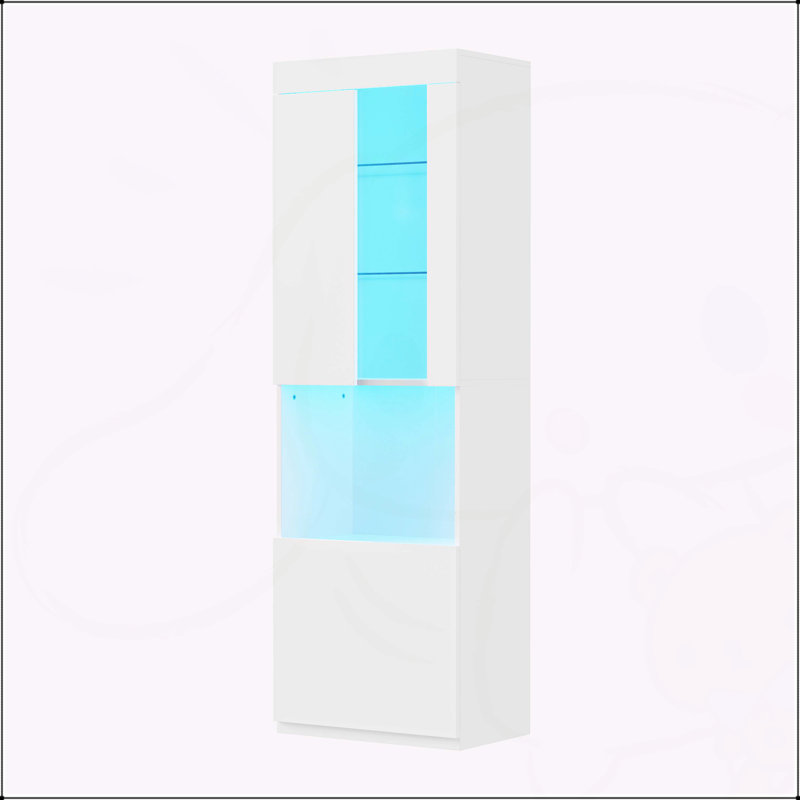 Armoire de rangement ultrabrillante avec lumières DEL, Blanc
