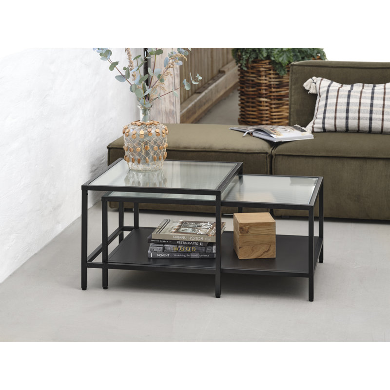 4 Legs 2 Nesting Table Set with Storage
