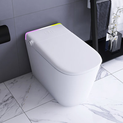 White Smart Toilet With Luminous Lighting