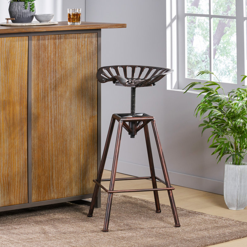Belkis Adjustable Height Counter Stool with Metal Frame, Copper