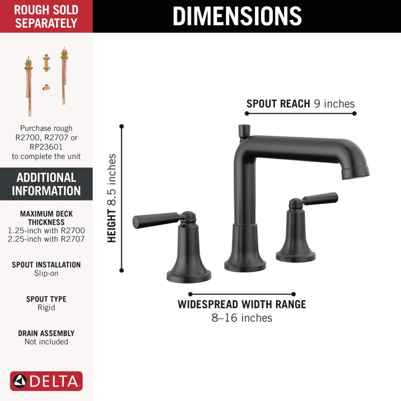 SAYLOR™ Roman Tub Trim, Without Handheld Shower, Matte Black