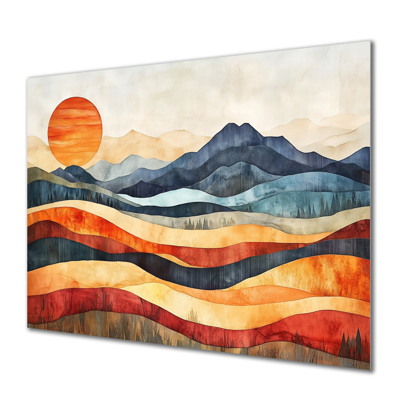 «Bold Earth Horizon», impression d'art moderne sur métal, paysages abstraits, L 32 po x H 16 po