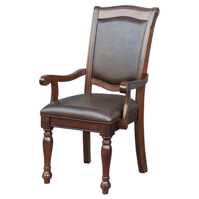 Fauteuils de salle à manger de style traditionnel, revêtement brun, bois de finition cerisier, siège rembourré en bois de 23,75 lb, finition, salle à manger, hauteur de 40,5 po, 2 pièces