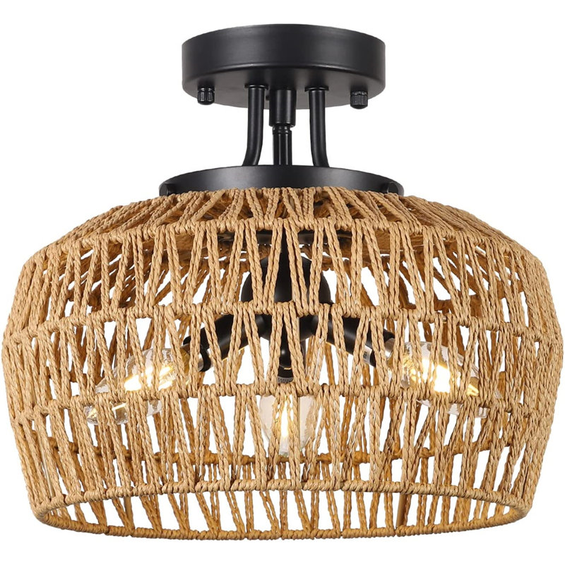 Alomar Rattan Semi Flush Mount