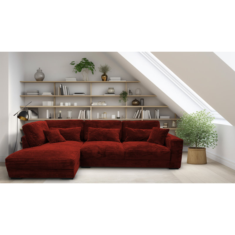 Nahkita 4 Seater Corner Sofa , Left Hand Facing, Red