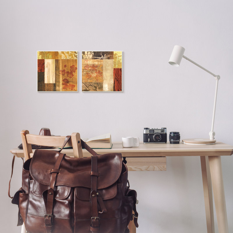 «Abstract Tapisserie Style Patterns Neutral Collage» par Martine Reynaud, ensemble de 2 reproductions d'impressions