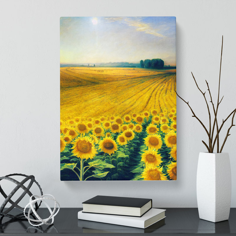 Mio Sunflower Field Meadow - Wrapped Canvas, 76cm H x 50cm W