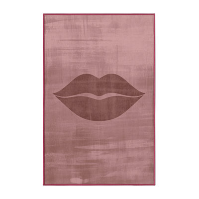 Machine Washable Highbridge Valentines Modern & Contemporary Abstract Rug in Brown – Rose Binding
