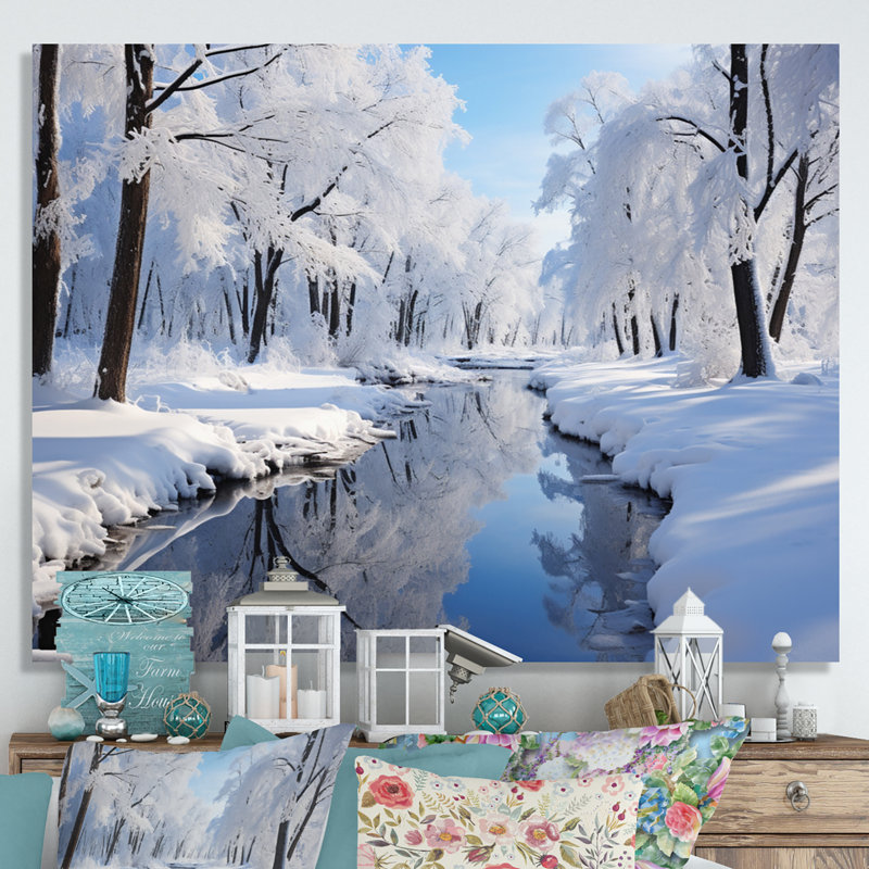 Winter Snowy Serenity V - Décoration murale paysages, H 30 po x l 40 po x P 1,5 po, Toile tendue
