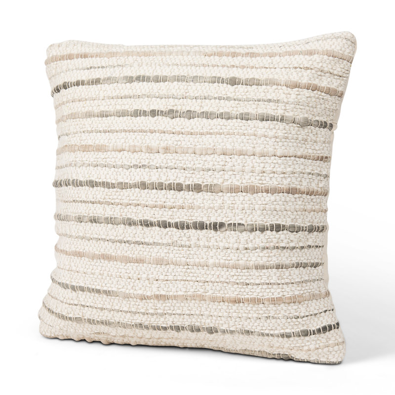 Striped Cotton Blend Reversible Pillow Cover
