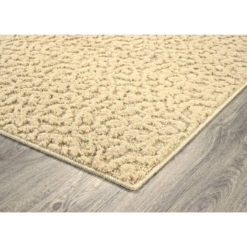 Tapis beige à motif floral touffeté Edith, Rectangle 6 pi x 9 pi
