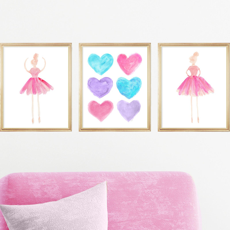 «Little Girls Ballet», impressions sur papier, H 10 po x l 8 po x P 0,06 po, Rose millennial multi