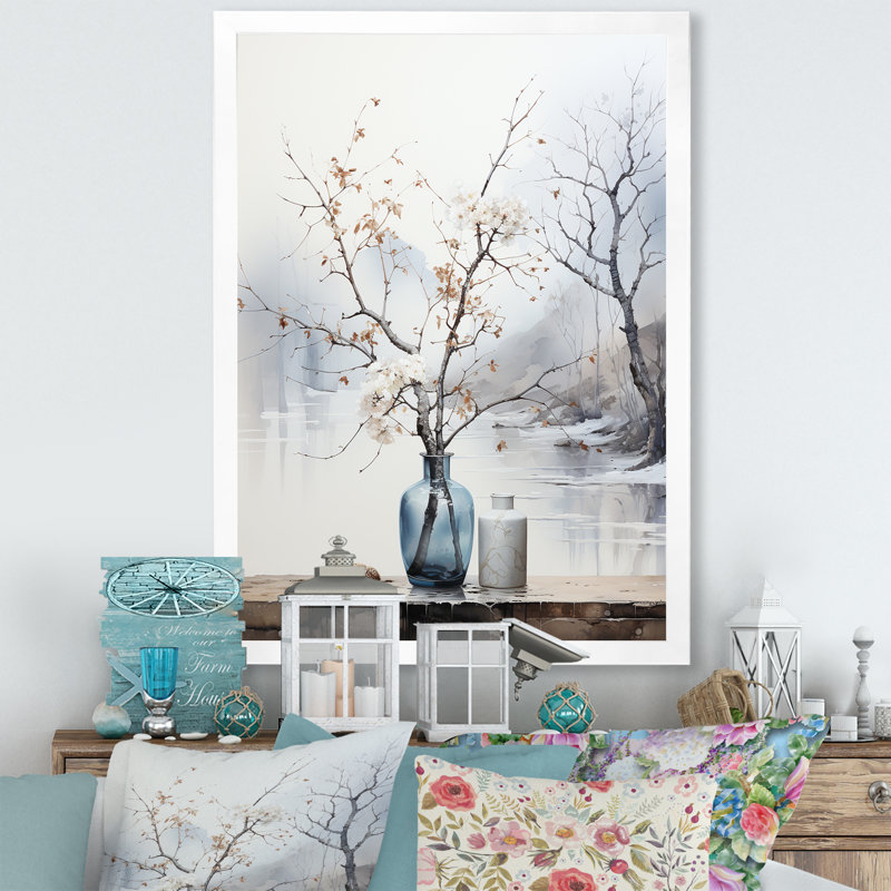 Oasis de la fenêtre Tree Winters, H 40 po x l 30 po x P 1,5 po, Cadre simple blanc