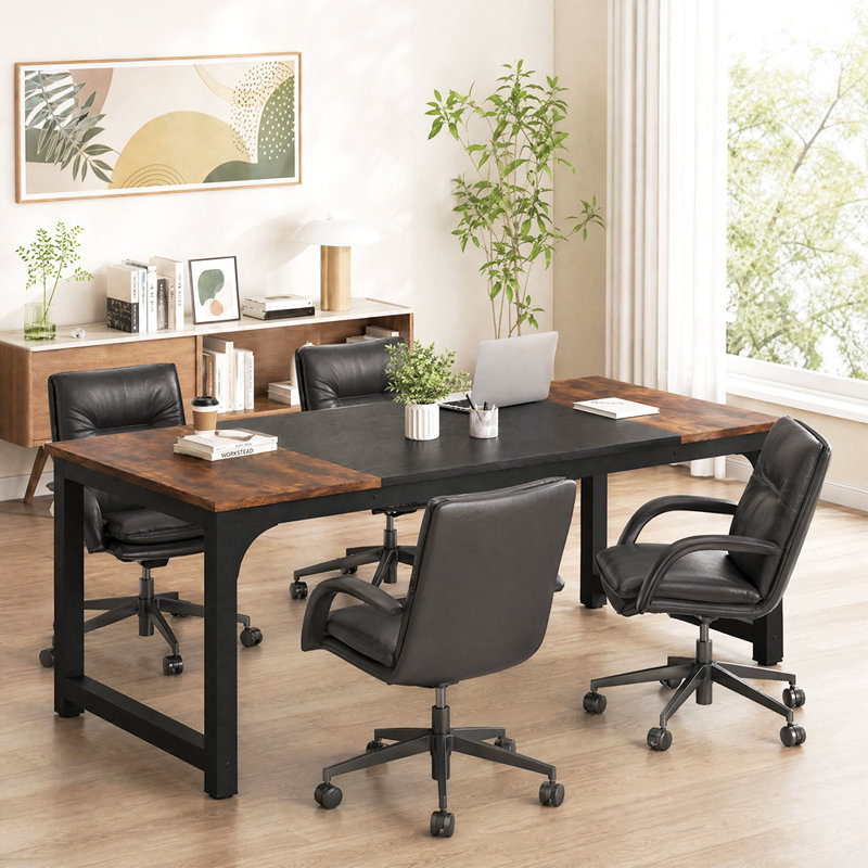 Metal Base Computer Desk, 70,8 x 31,5, Brun / Noir