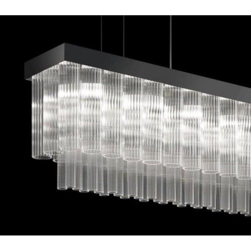 Lustre tambour contemporain Flamand, H 15 po x l 15 po x P 20 po, Verre borosilicaté, Chrome laqué