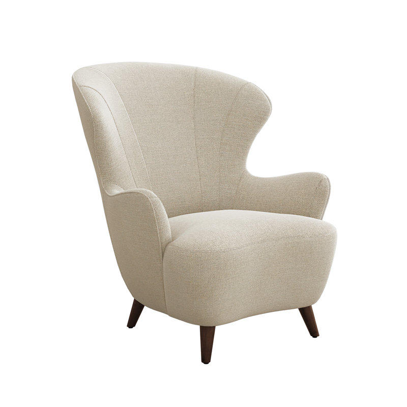 Fauteuil à oreilles en polyester large de 33 po Ollie, Noyer, Pure