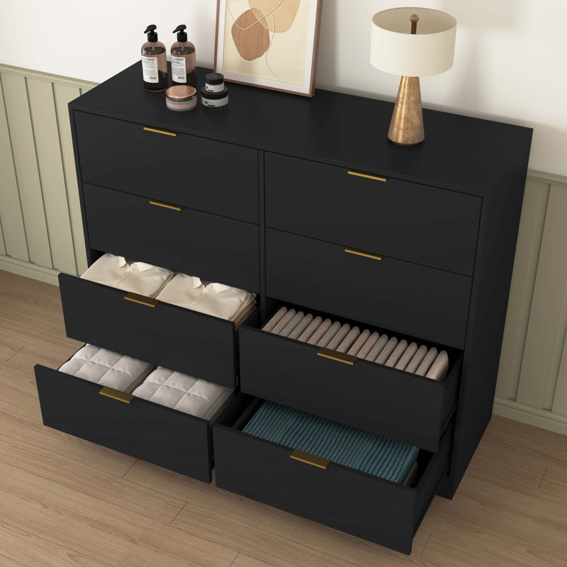 Commode 8 tiroirs Simply Modern, Noir