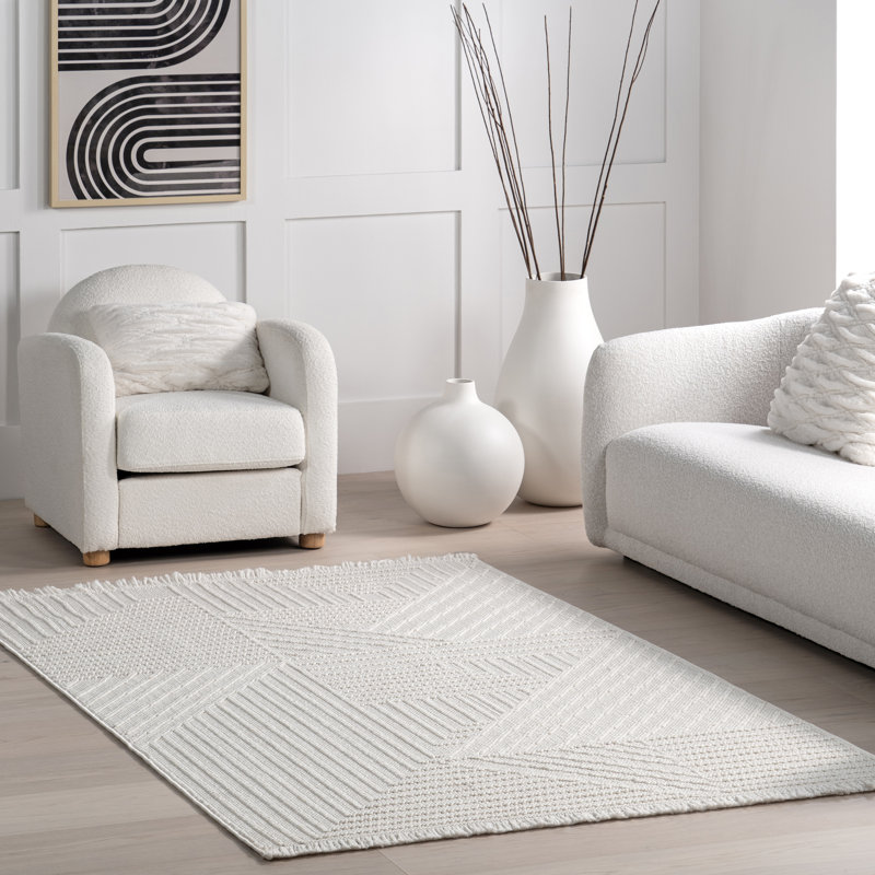 Tapis géométrique pour salle à manger Makena, Rectangle 8 pi x 10 pi