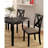 Rectangular Dining With Black Table And Brown Fabric Cushions 5pc : Solid Wood Table, Upholstered Chairs, Base