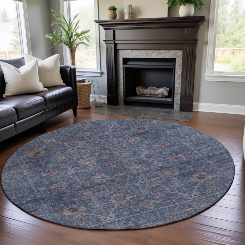 Premium Machine Washable Wayne AMF1106 Global Rug, Round 8'